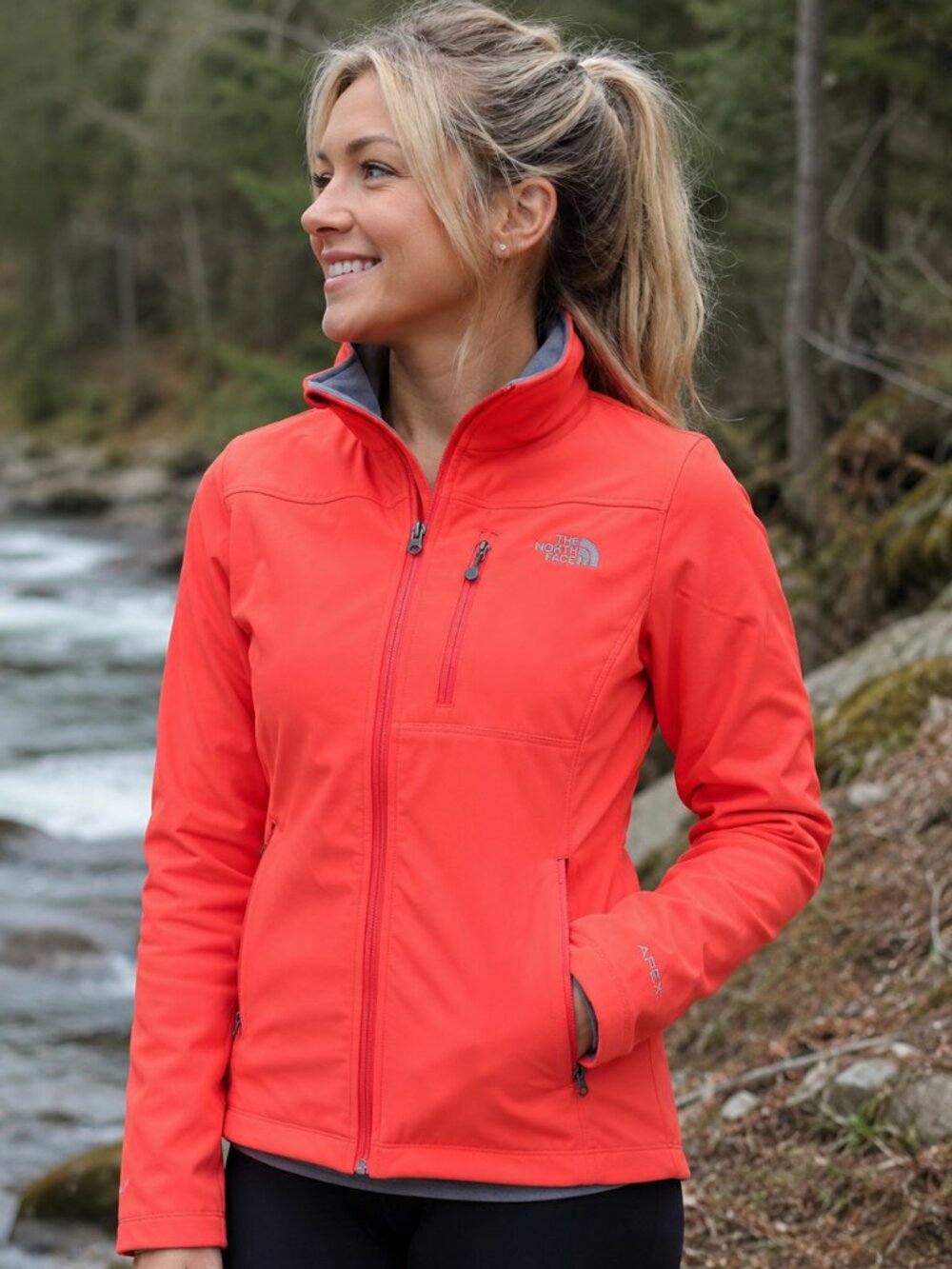 The North Face Apex Softshell Jacket Womens Large Red Full Zip Fleece Lined